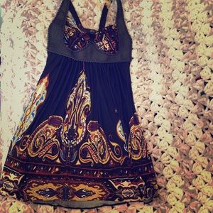 Sky dress/tunic black multicolor black leather